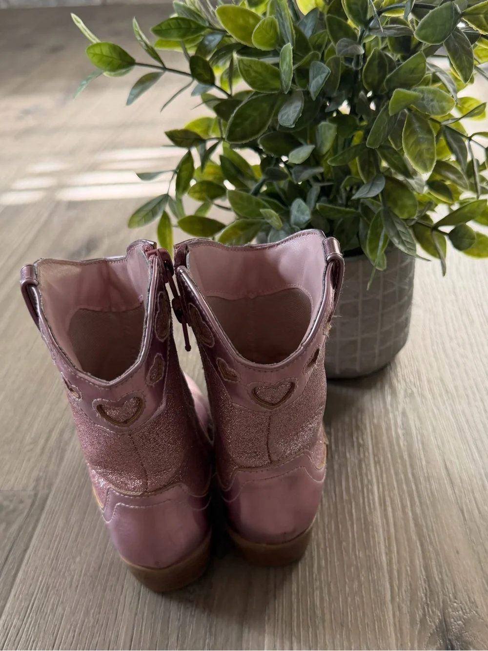 Kids Metallic Pink Glitter Cowboy Boots - Stylish Western Booties